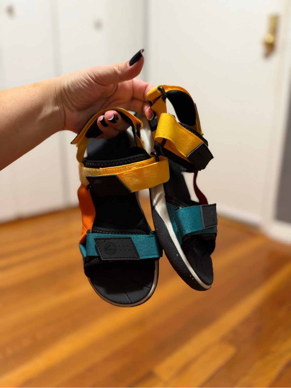 Zara Kids Multicolor Sport Sandals - Yellow, Teal, Black